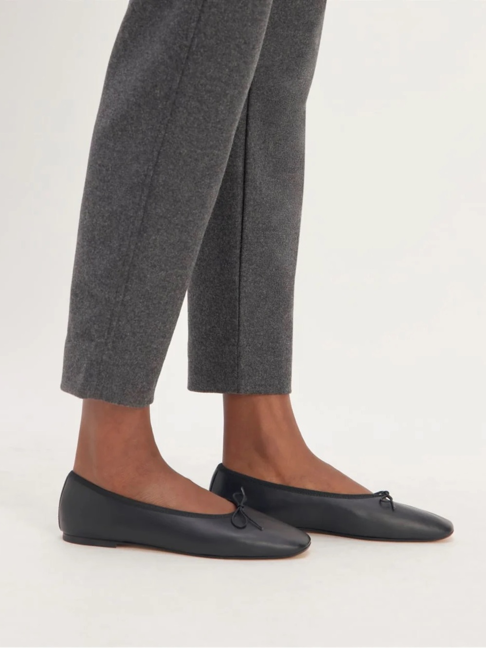 Everlane Black Leather The Day Ballet Flats with Bow - Picture 6 of 11